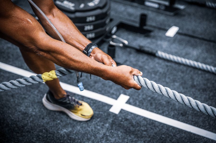 pulling weighted sleds indoors