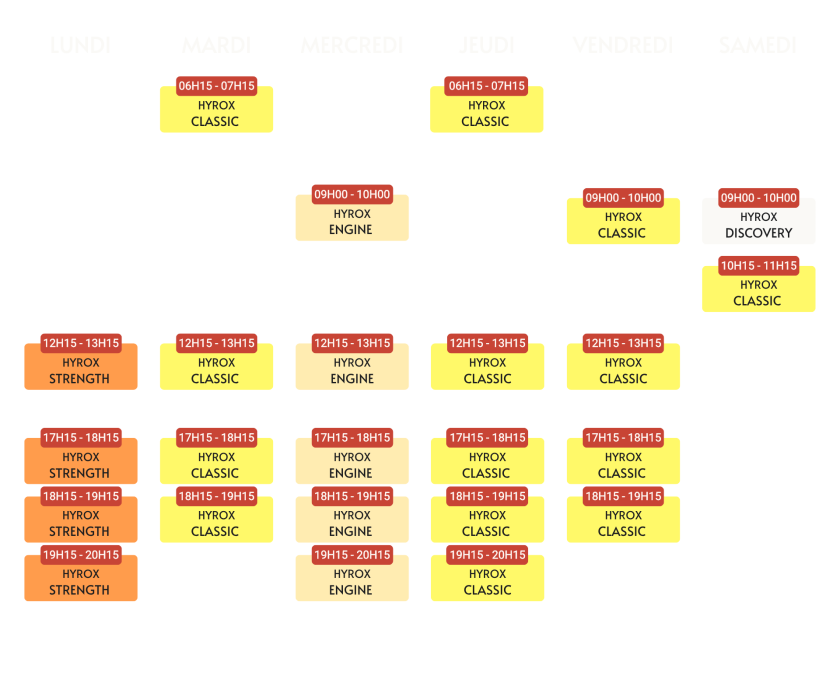 planning horaires classes summits coaching